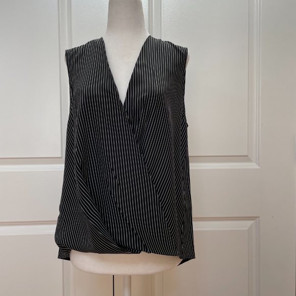 Black White Stripe Sleeveless Silk Blouse from Rag&Bone - Picture 3 of 8